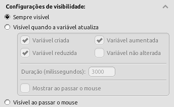 Configurações da Barra de Progresso com a opção Sempre visível selecionada