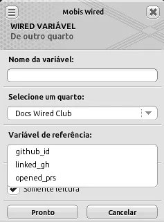 Lista Variável de referência aberta para o quarto Docs Wired Club, com as opções github_id, linked_gh e opened_prs.