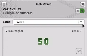 Janela de configuração da Variável FX Exibição de Números mostrando a prévia dos estilos