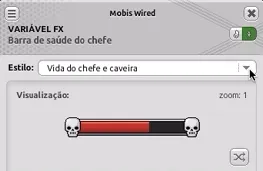 Janela de configuração da Variável FX Barra de saúde do chefe mostrando a prévia da barra ao alterar o estilo