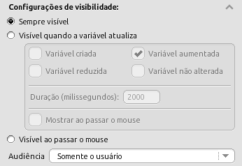 Configurações de audiência da Barra de Progresso com a opção Somente o usuário selecionada