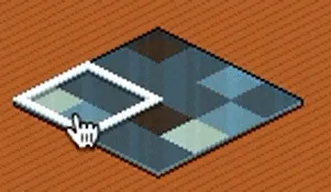 Piso Transparente ocupando uma área de dois por dois quadrados, com um dos quatro quadrados destacado pelo cursor.