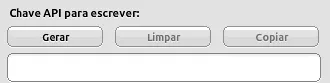 Campo vazio de Chave API para escrever com os botões Gerar, Limpar e Copiar.