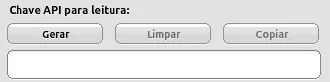 Campo vazio de Chave API para leitura com os botões Gerar, Limpar e Copiar.